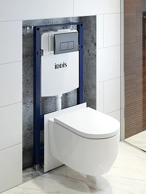 Унитаз с инсталляцией комплект с кнопкой Iddis Basic BASAI02i73 безободковый
